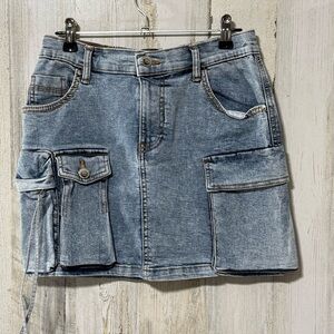 Denim Mini Skirt with Pockets